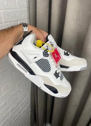 Кроссовки nike air jordan 4 white grey black fur winter