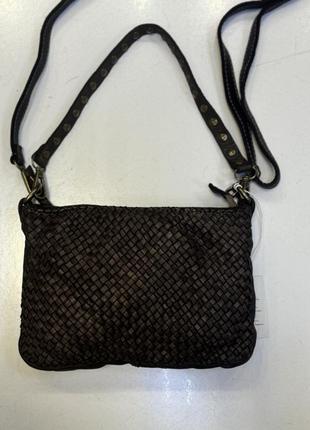 Кожаная плетеная сумка клатч кроссбоди италия