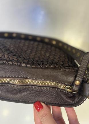 Кожаная плетеная сумка клатч кроссбоди италия