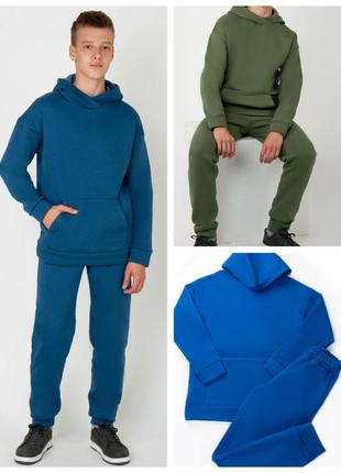 Теплий зимовий спортивний костюм підлітковий, теплий костюм на флісі для хлопчика, теплый зимний спортивный костюм на флисе подростковый для мальчика