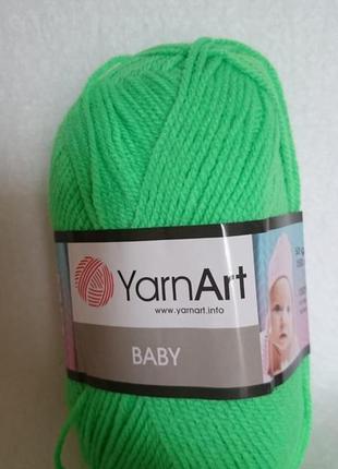 Пряжа yarnart baby, виробництво туреччина, колір — яскраво-салатовий