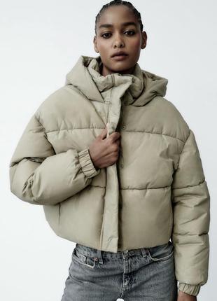 Стьобаний пуфер, куртка , пуховик з виваренимм ефектом zara