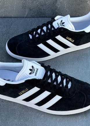 Кожаные черные кроссовки adidas gazelle bb5476