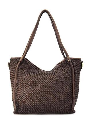 Кожаная плетеная сумка шоппер итальялия