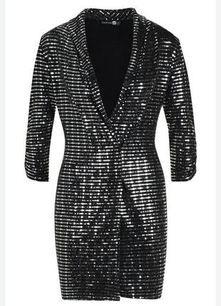 Сукня блискуча,  блейзер блискучий  boohoo p хс