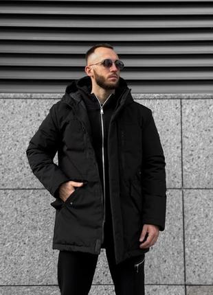 Зимова чоловіча куртка парка на пуху gard чорна подовжена