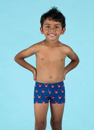 Плавки-боксери дитячі для плавання сині з принтом - 3-4 р 96-102 см