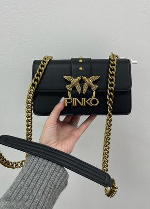 Pinko mini love bag Ergo one simply black/gold, женская кожаная сумка, женская кожаная кожаная сумка
