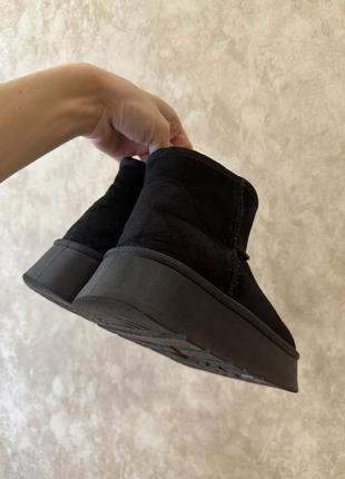 Чорні угги на платформі , еко замш