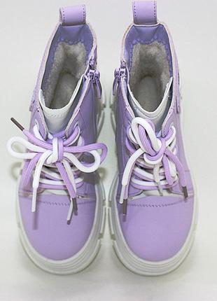 Детские стильные розовые зимние ботинки с молнией на девочку с мехом, детвора садик на зим...