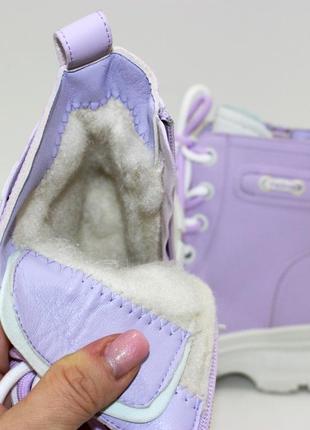 Детские стильные розовые зимние ботинки с молнией на девочку с мехом, детвора садик на зим...