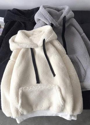 Очень приятный уютный худи тедди 🍂 худи хутро, кофта толстовка