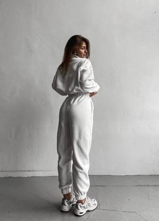 Очень теплый зимний спортивный костюм женский 42-46 двухсторонний плотный флис белый4 фото
