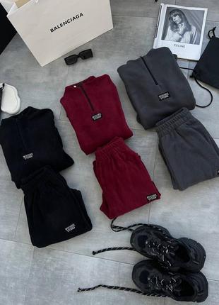 Очень теплый зимний спортивный костюм женский 42-46 двухсторонний плотный флис белый8 фото