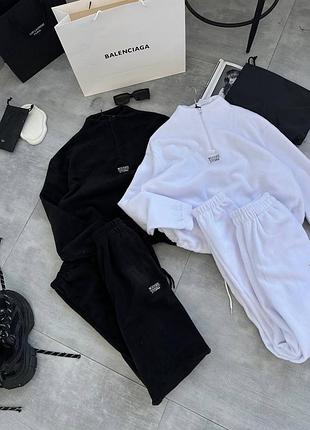 Очень теплый зимний спортивный костюм женский 42-46 двухсторонний плотный флис белый7 фото