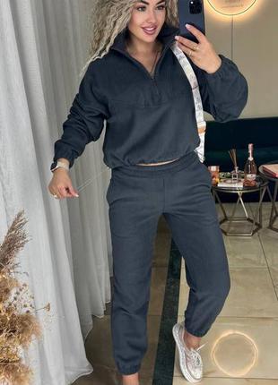 Тепленький флисовый костюм, стильного кроя🔥 спортивный костюм флис полар качество супер ♥️3 фото