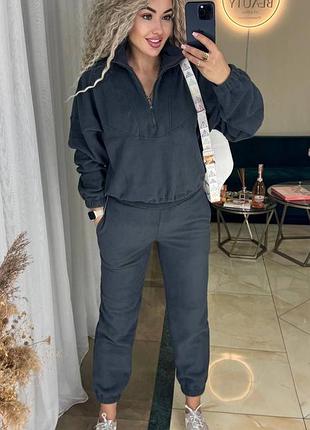 Тепленький флисовый костюм, стильного кроя🔥 спортивный костюм флис полар качество супер ♥️8 фото