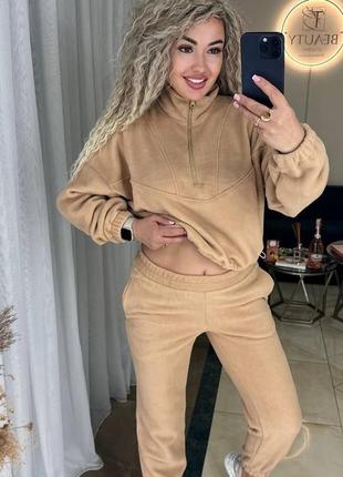 Тепленький флисовый костюм, стильного кроя🔥 спортивный костюм флис полар качество супер ♥️9 фото