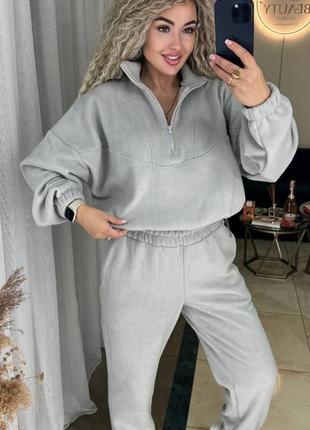Тепленький флисовый костюм, стильного кроя🔥 спортивный костюм флис полар качество супер ♥️7 фото
