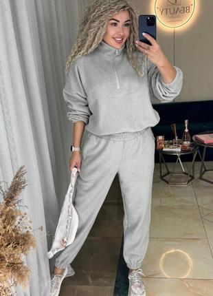 Тепленький флисовый костюм, стильного кроя🔥 спортивный костюм флис полар качество супер ♥️