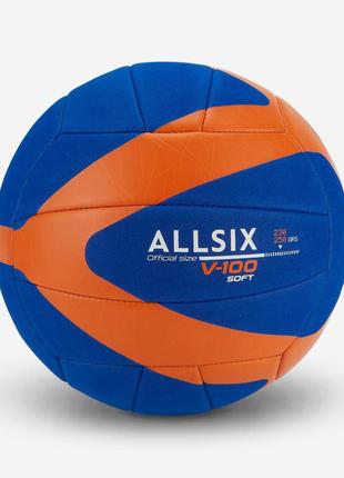 Волейбольний м'яч v100 soft для дітей 10-14 років 230-250 г синій/оранжевий