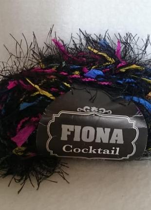 Пряжа fiona cocktail, производство турция, цвет - черный/розовый/синий/желтый