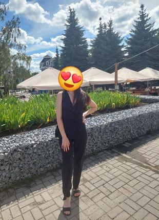 Комбинезон черный брючный, комбез черный