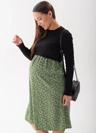 Сукня жіноча повсякденна для вагітних і годуючих мам з трикотажним ліфом5 фото