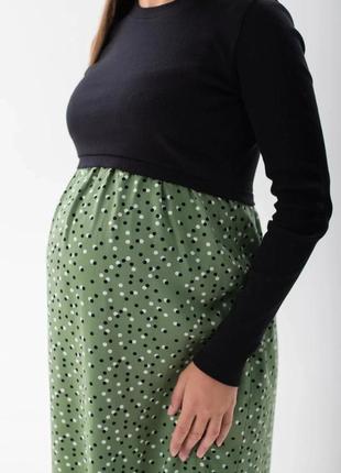Сукня жіноча повсякденна для вагітних і годуючих мам з трикотажним ліфом3 фото