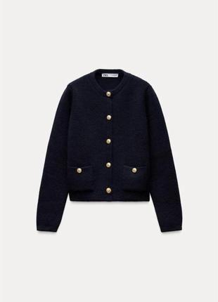 Трикотажный жакет синий zara new