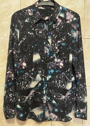 Оригинальная рубашка рубашка блуза космос приятный полиэстер marks & spencer