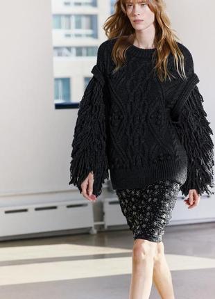 Свитер женский черный с бахромой zara new