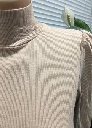 Водолазка гольф рубчик карамель рукав фонарик 3/4 вискоза