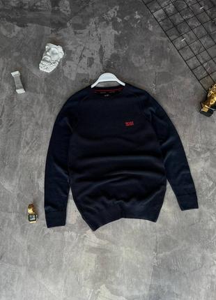 Свитер hugo boss мужской темно-синий8 фото