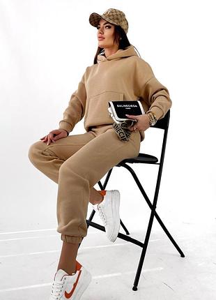 Спортивный костюм женский теплый на флисе флисовый базовый серый зеленый бежевый...