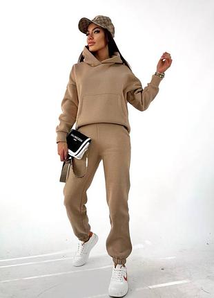 Спортивный костюм женский теплый на флисе флисовый базовый серый зеленый бежевый...