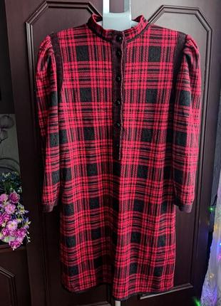 Сукня тепла червона клітинка, плаття 👗 натуральний трикотаж