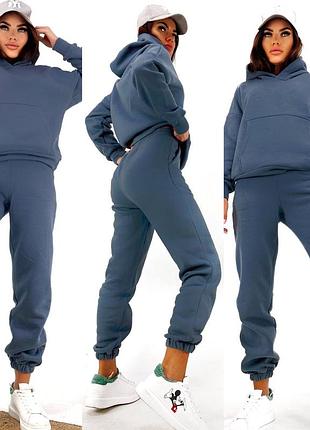 Спортивный костюм женский теплый на флисе флисовый базовый серый зеленый бежевый...