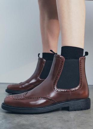 Ботинки женские коричневый zara new