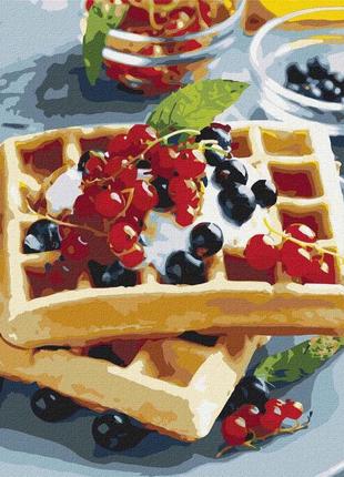 Картина по номерам бельгийские вафли с ягодами идейка kho5612 30х30 , лучшая цена