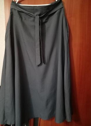Спідниця максі темно-сіра з завищеною талією