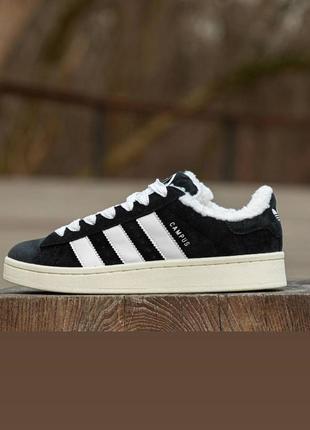 Утепленные на меху кроссовки adidas negro campus winter black\white