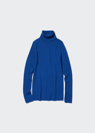 Светр водолазка в рубчик 100% меринос uniqlo