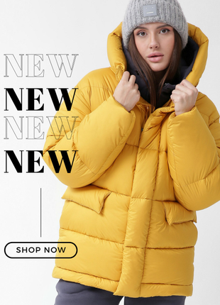 Яскравий oversize пуховик кольору гірчиця