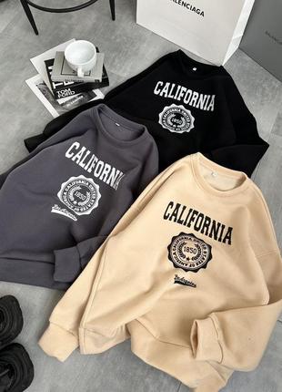 Женский оверсайз свитшот на флисе теплый серый