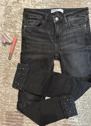 Zara basic джинси  з бусінами1 фото