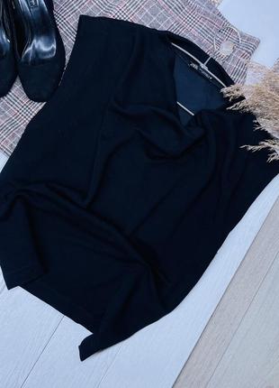 Черная трикотажная футболка zara m oversize футболка свободного кроя футболка с подплечниками