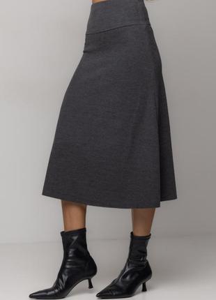 Женская классическая юбка-миди цвет серый s m