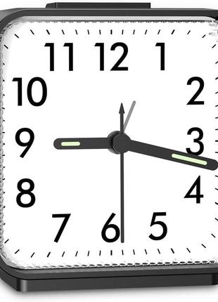 Черный jxtz аналоговый будильник, прикроватные часы на батарейках, бесшумные, не тикающие, дорожные часы