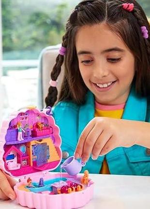 Ігровий набір polly pocket poodle box - ідві міні ляльки з водними розвагами ,для дітей від 4 років